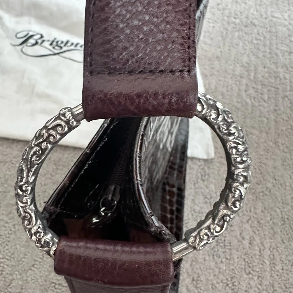 Brighton Glossy Croc-Embossed Shoulder Bag